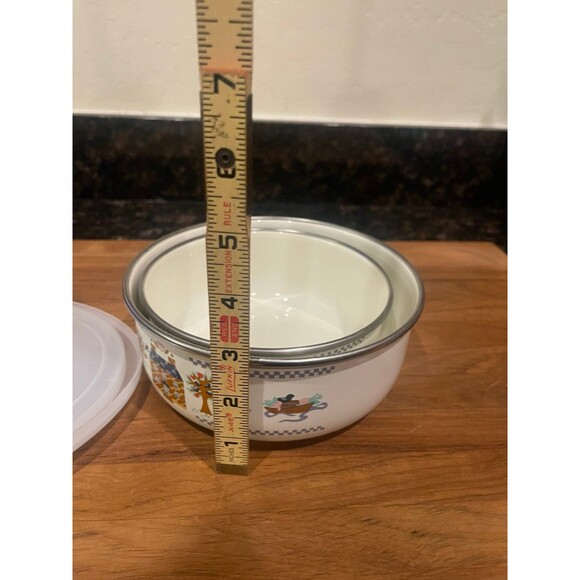 2 Country Design enamel bowls with lid - Picture 5 of 5